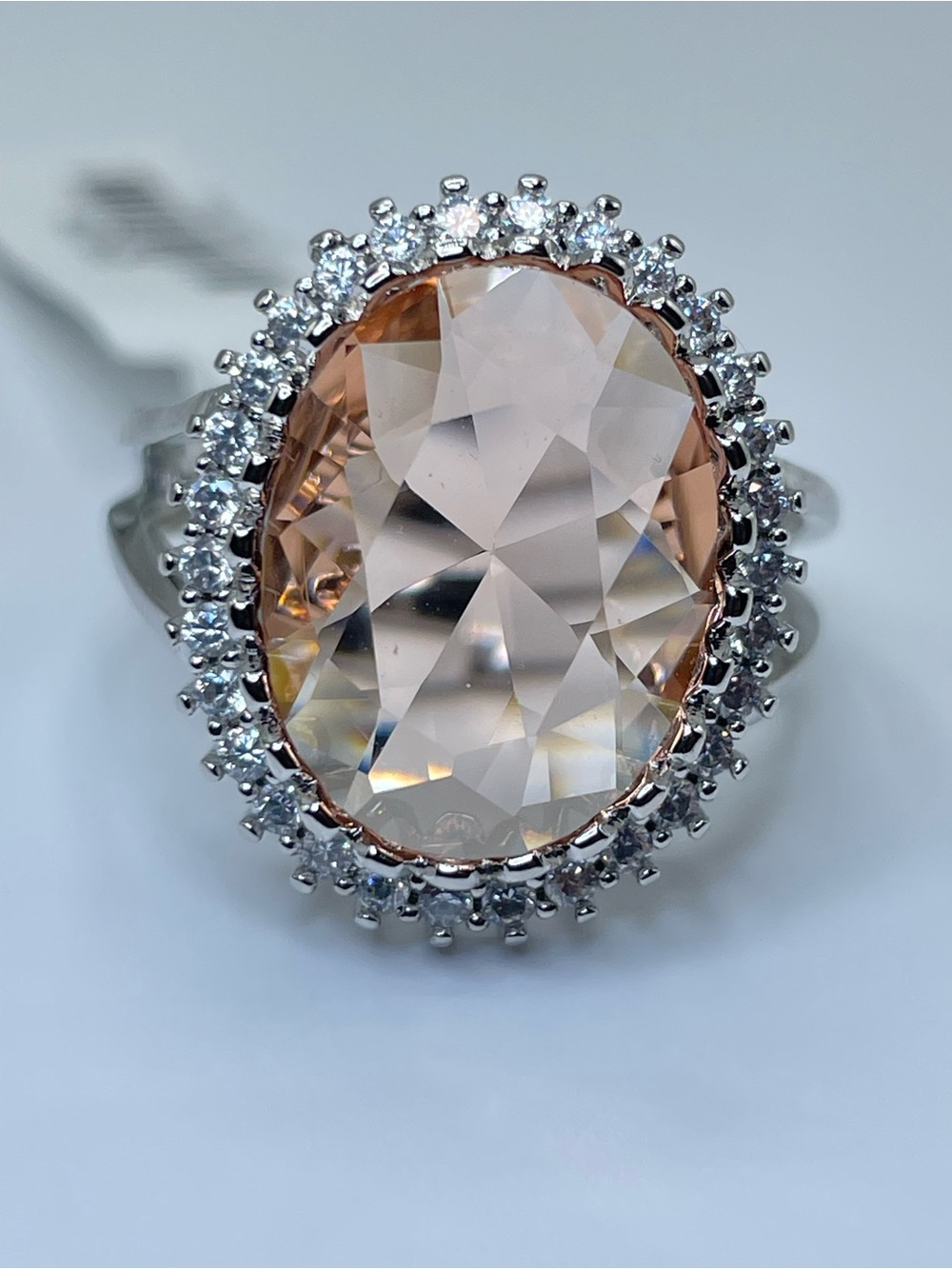 Swarovski Crystal Elements Champagne Swarovski Crystal Halo Ring Sz 10
